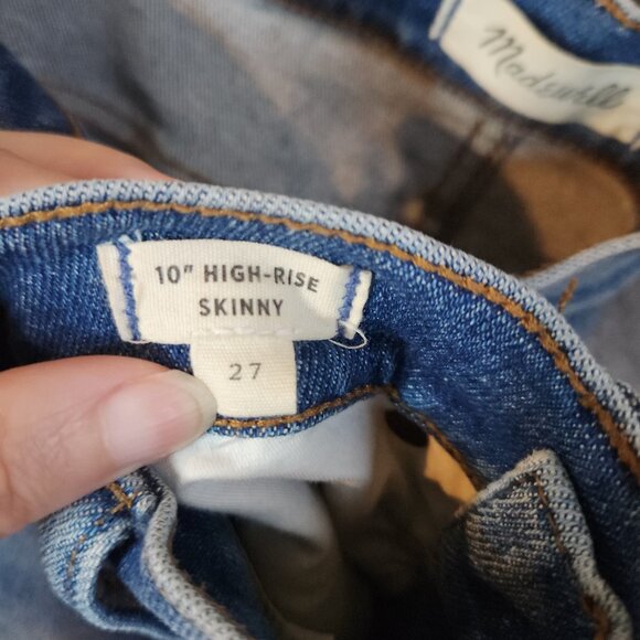Madewell Medium Wash 10" High-Rise Skinny Blue Jeans Button Fly Size 27 x 26 EUC - Picture 7 of 11
